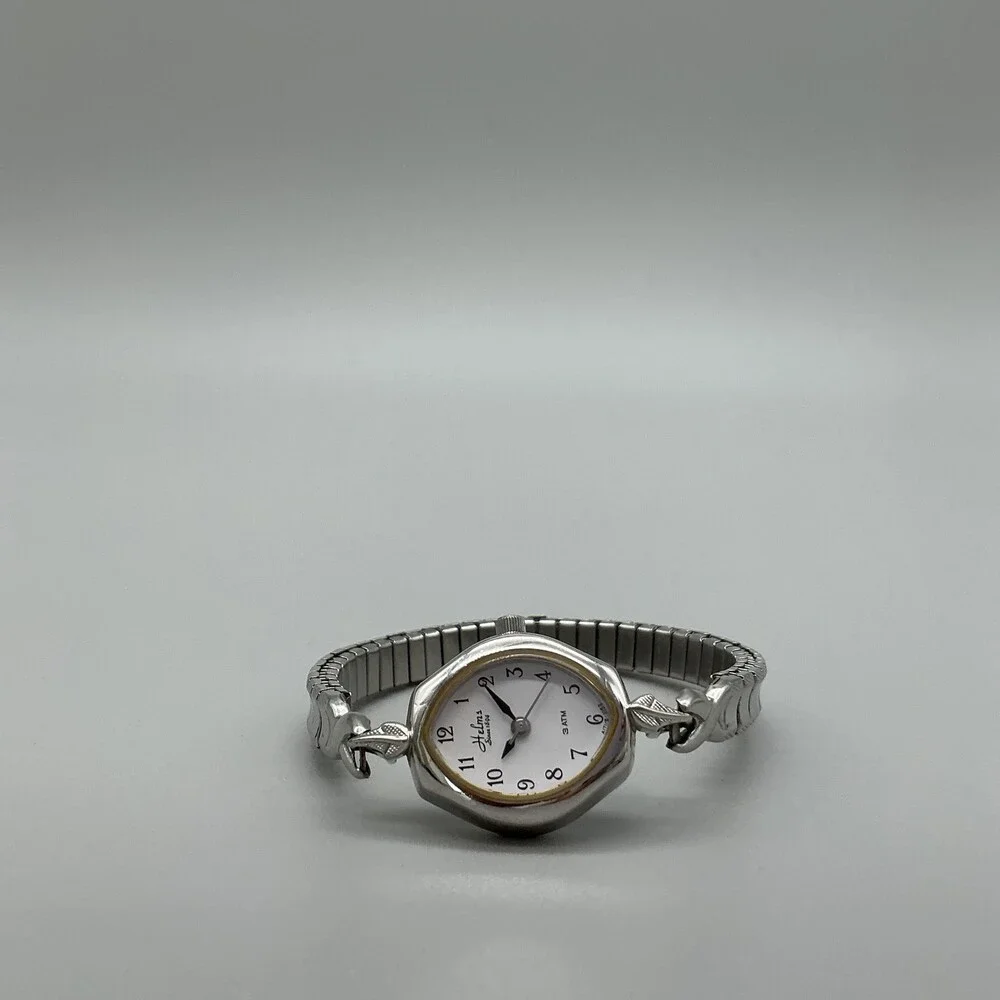 Helm's Womens Watch 19mm White Dial Silver Tone Expansion Bracelet New Battery